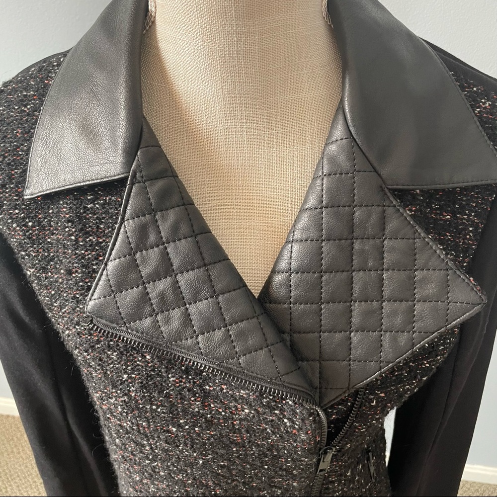 Bailey 44 Techno Junkie Black Tweed Faux Leather Accent Jacket Blazer Medium - Picture 3 of 11